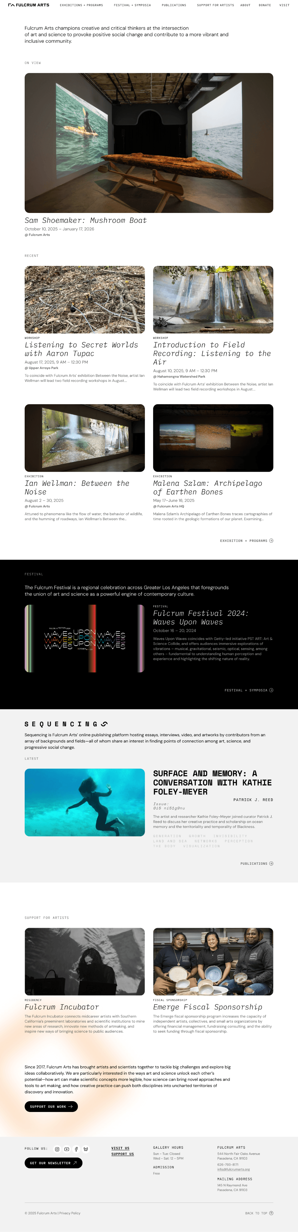 Final Fulcrum Arts website design